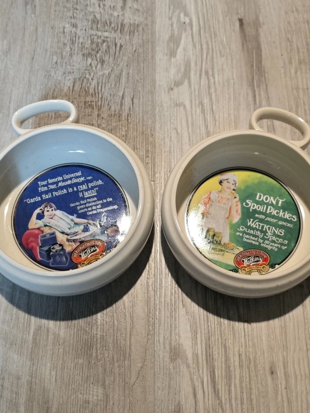 Vintage 1992 Watkins Heritage Collection Soup Bowl Mugs - Set of 2
